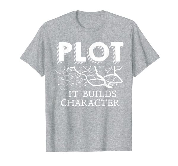 

funny plot it builds character book reading teacher gift t-shirt, White;black