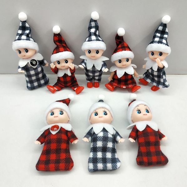 

christmas plaid baby elf doll in plaid clothes with feet shoes baby elves dolls light skin dark skin toy