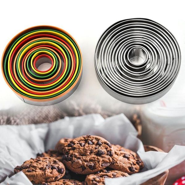 

12pcs/set stainless steel cookie pastry wrapper dough cutting tool biscuit cutter maker round dumplings wrappers molds baking & tools