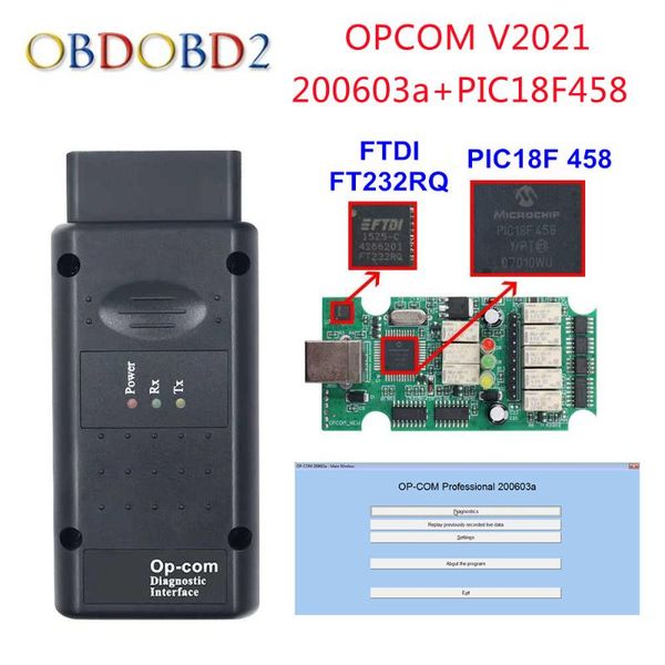 

code readers & scan tools v5 opcom 2021 200603a for op com 1.95 pic18f458 ftdi ft232rq chip car diagnostic scanner op-com v2021