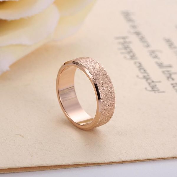 

wedding rings yikln design vintage 6mm frosted titanium steel ring rose gold engagement jewelry for women anneau yr17059, Slivery;golden