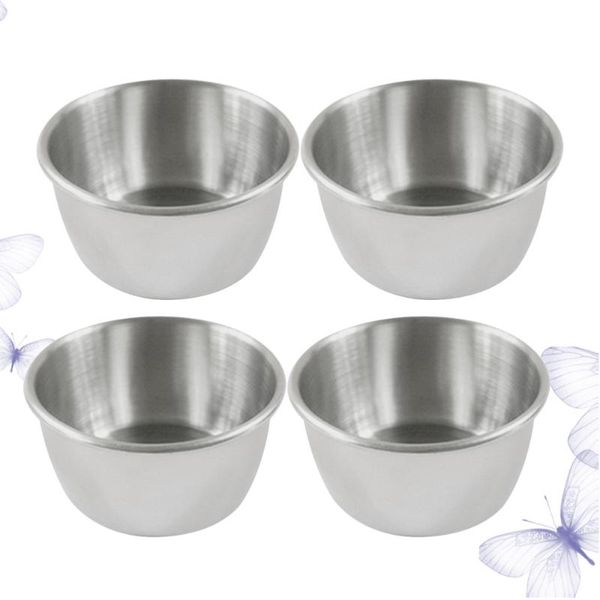 

dishes & plates 4pcs stainless steel pot dipping bowl small sauce cup seasoning dish saucer appetizer container for restaurant