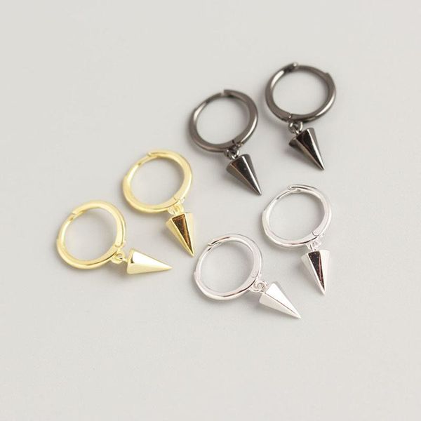 

sterling silver punk rivets charm piercing stud earring for women girls jewelry pendientes accessories eh873, Golden;silver