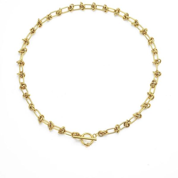 

chains stainless steel braid chain toggle necklaces for women metal knot weave necklace heavy duty women's neck choker, Silver