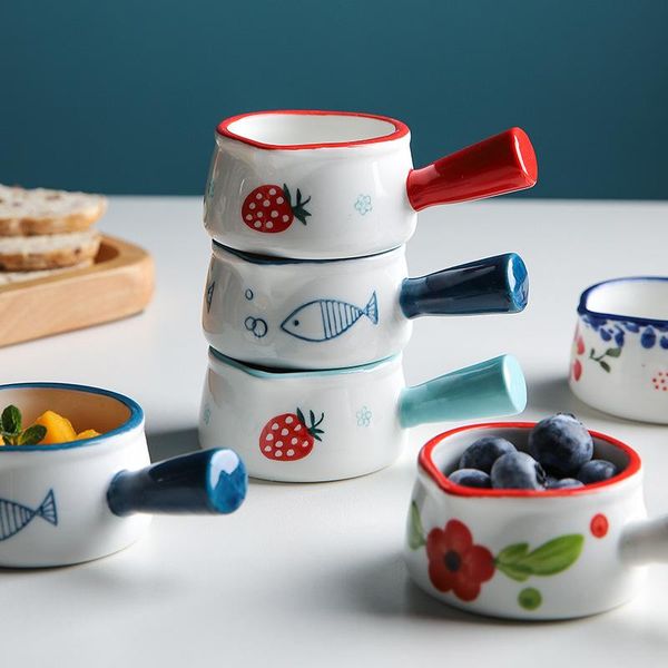 

bowls multi-functional mini ceramic milk cup floral soy sauce jar coffee sugar bowl vinegar fruit taste dish handle kitchen tableware