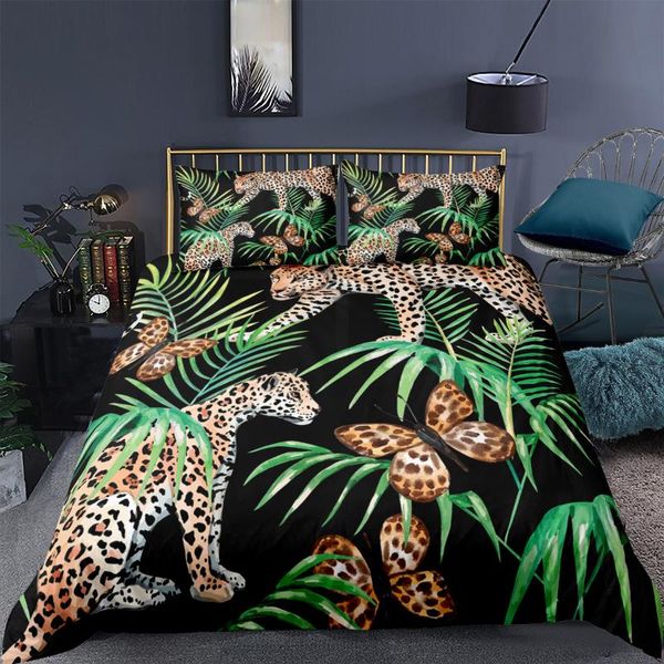 

bedding sets 3d print tropical leaves leopard comforter cover set duvet butterfly pattern quilt