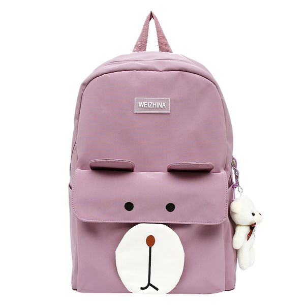 

backpack color matching schoolbag female korean version big bear junior high school girl student fresh sweet candy