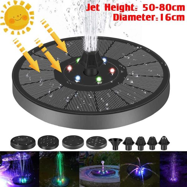 

mini 6 led solar fountain panel floating powered water pump garden pond bird bath patio lawn decor with 8 nozzles decorations