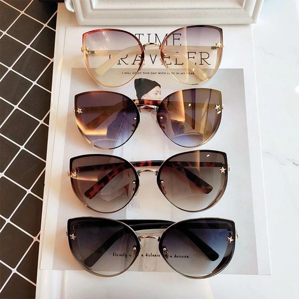 

cat eye ladies sunglasses fashion rimless, White;black