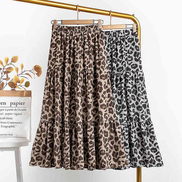 

Skirts skirts Winter Leopard Patchwork A-line Fleece Lined Warm Leo Printed Cakee Maxi Long S MDTM, Black
