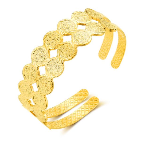 

bangle 2021 selling middle east arab dubai jewelry brass double row open bracelet for women, Black