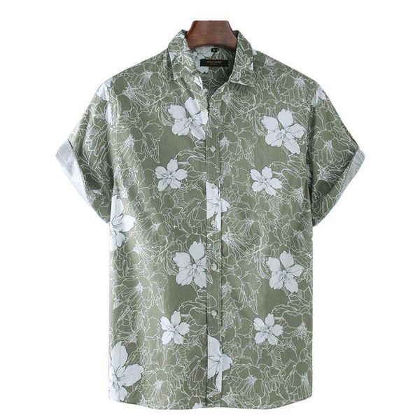 

men's casual shirts lapel 3d print short sleeve floral shirt blouse men clothing streetwear hawaiian for camisa masculina, White;black