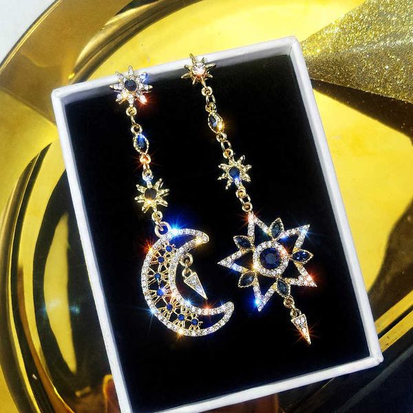 

925 silver needle asymmetric earrings fashion new fashion temperament long earrings personalized earrings female, Golden