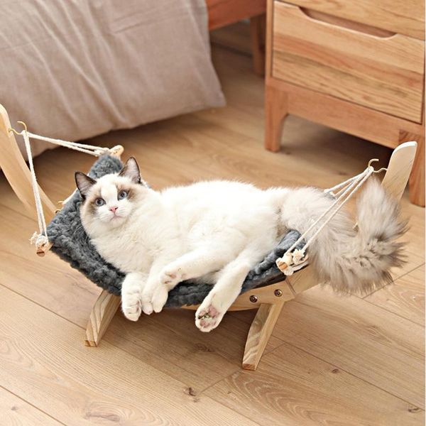 

cat beds & furniture detachable home hammock pet swing bed wooden frame sleeping on ground scratch resistant habitat