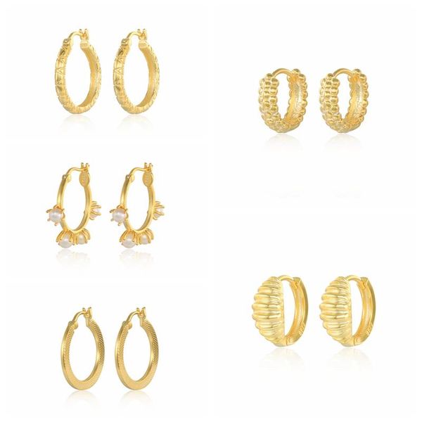 

hoop & huggie canner 925 sterling silver snake earrings entwined pearl prong for women pendientes mujer moda 2021 trend, Golden;silver