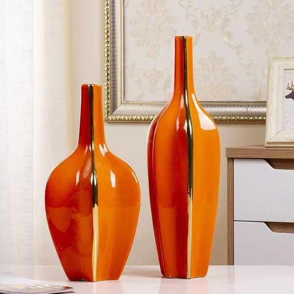 

vases ceramic decorative creative european orange vase minimalist art living room jarrones table decoration eb5hp