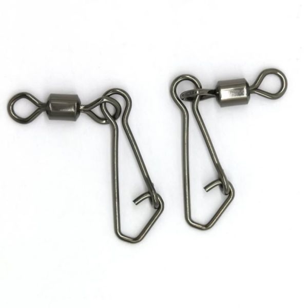 

swivels stainless fishing steel connector ball bearing snap with hooked accessories 50pcs 2/4/6/8# hooks