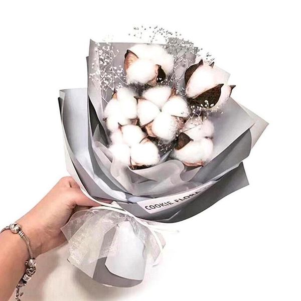 

5pcs/set natural dried flower cotton head single for wedding home decor diy artificial supplies decorative flowers & wreaths