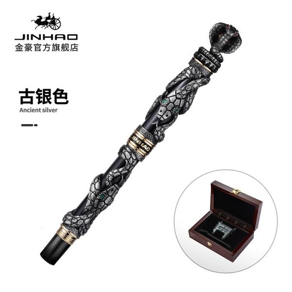 

gel pens jinhao 3 style silver/gold/gray metal snake with red eyes rollerball pen calligraphy cobra 3d pattern