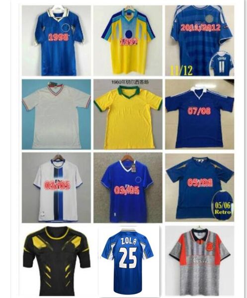 

07 08 11 12 retro hughes zola gullit classic soccer jersey 96 97 98 82 03 05 06 lampard torres mata ramires crespo di matteo football shirt, Black;yellow