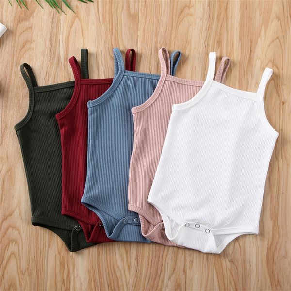 

summer newborn infant baby girls boys cotton clothing sleeveless cotton plain rompers outfits jumpsuit playsuit 0-18m, Blue
