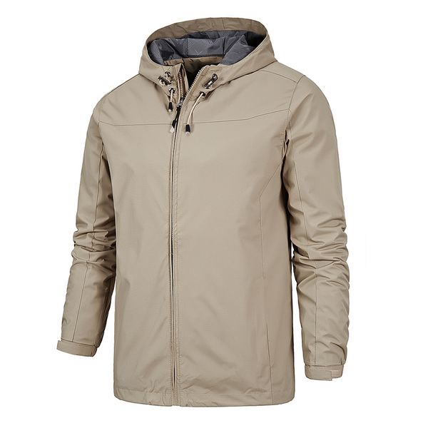 

men spring autumn outdoor casual jacket men soild hoode metal zipper thin sport coat fashion hiking fishing jackets men 5xl, Black;brown
