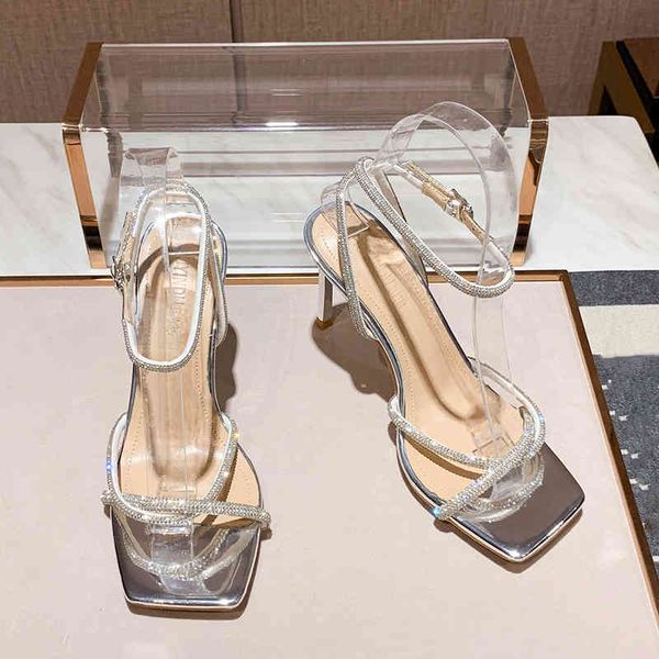 

dress shoes fashion rhinestones gladiator silver high heels ankle strap strappy sandals women stiletto party bridal 49j1, Black