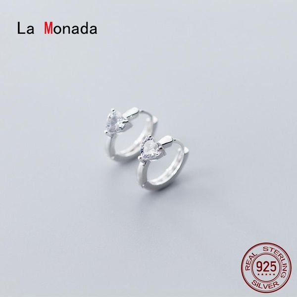 

hoop & huggie la monada earrings for women silver 925 minimalist heart fine in jewelry sterling, Golden;silver