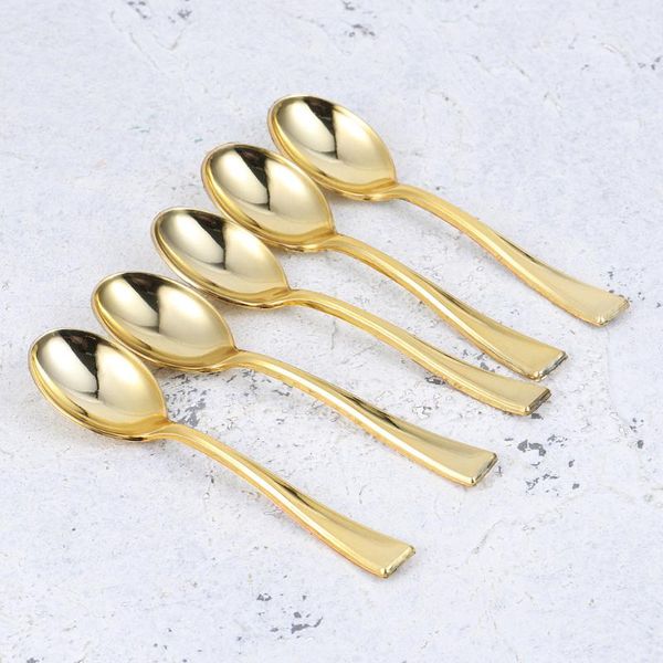 

24pcs mini spoons cake disposable dessert ice-cream for home shop party golden