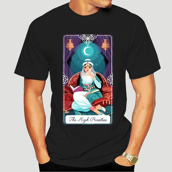 

men's t-shirts the high priestess tarot card art logo (woman's available) t shirt black harajuku tee 8109d, White;black