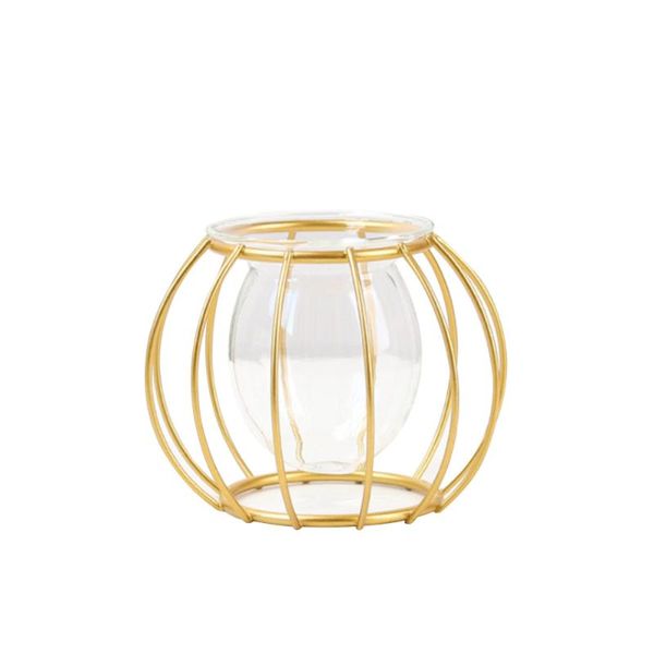 

flower storage hydroponic container metal plant holder gold black multifunction retro party furniture decoration vases