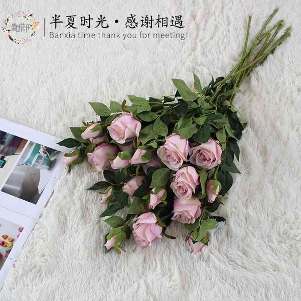 

nordic bulgarian rose simulation table living room decoration artificial silk flower