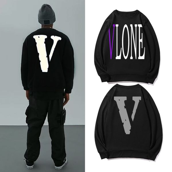 

2021 brand v hoodie high street round neck sweater for men and women, Black