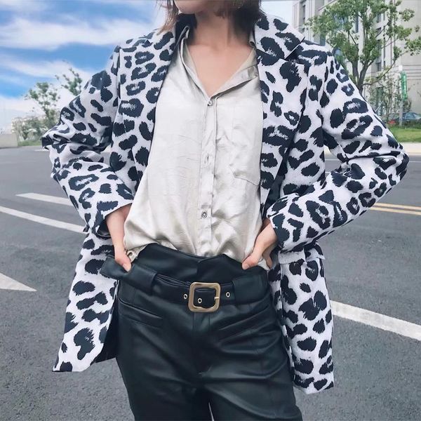 

women's jackets fashion women z0927t10 europe and america 2021 autumn white leopard suit jacket 9069, Black;brown