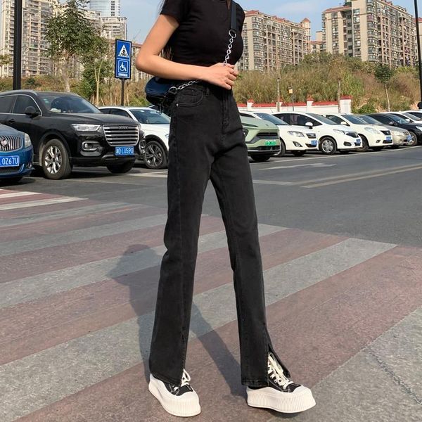 

women's jeans woman high waist clothes vintage wide leg denim clothing streetwear leisure elasticity fashion comfortable solid chic, Blue