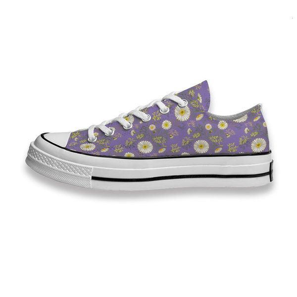 

custom printed shoes beautiful daisy on purple background sneakers low mens womens skateboard sport footwear diy trainers canvas