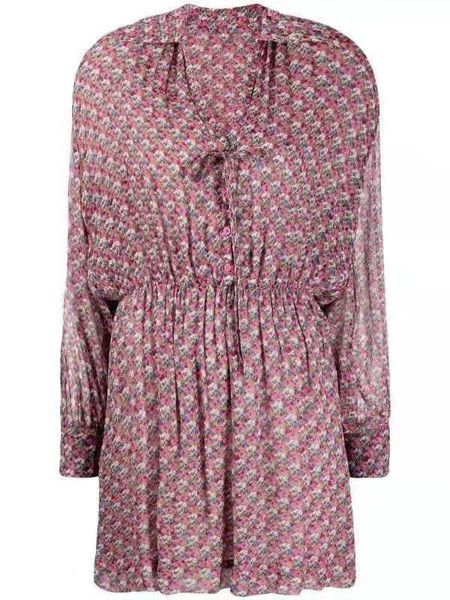 

casual dresses women 100% viscose vintage print mini dress slim waist lace-up long sleeve turn-down collar short 2021 summer, Black;gray