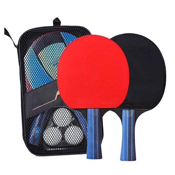 

table tennis raquets a pair professional pong racket paddle bat+3pcs balls bag set lightweight powerful long short handle home fun