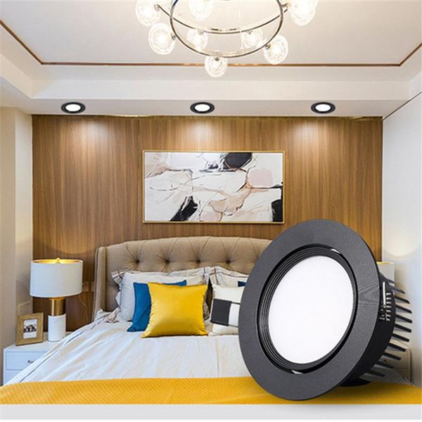 

downlights dimmable led ac110 220v cob spotlight ceiling lamp 5w7w 9w 12w 15w aluminum recessed downlight round panel light indoor