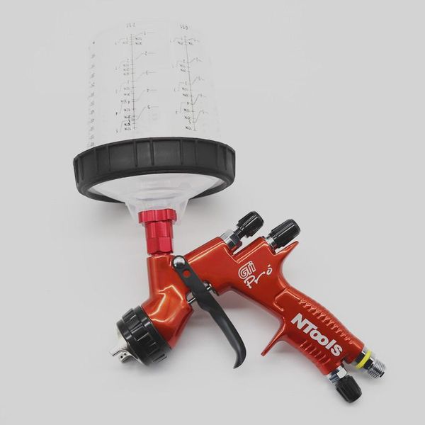

professional spray guns 1.3/1.8mm gun with adapter pps tank te20 nozzle cap air quick-connect wash-paint mixing cup