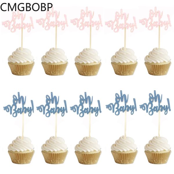 10 Stück Glitzer-Papier-Cupcake-Topper, ein Kuchen-Topper, 1. Geburtstag, Kuchendekoration, oh Baby, Mädchen, Junge, Babyparty, Partyzubehör 211216