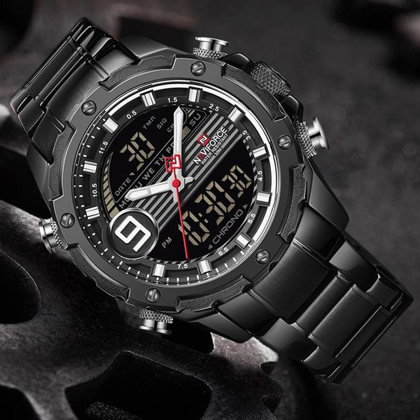

wristwatches brand naviforce men quartz watch fashion casual stainless steel watches luminous hands automatic date waterproof clock, Slivery;brown