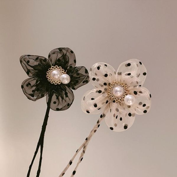 

hair clips & barrettes dot flower band korean lazy artifact fluffy pearl headdress female professional tress device, Golden;silver