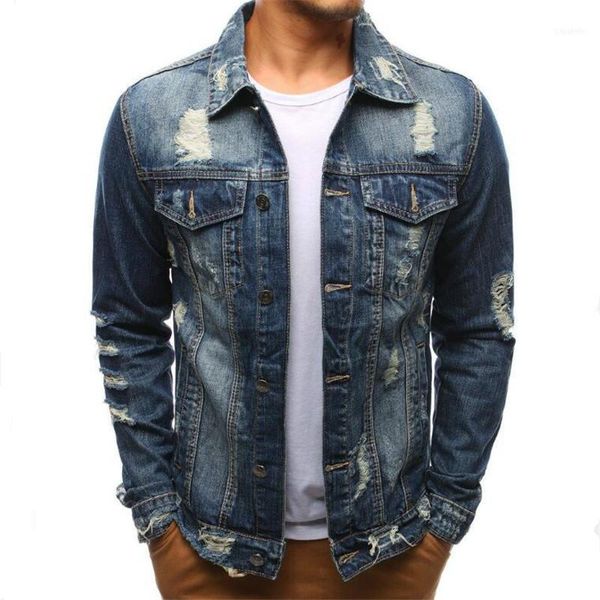 

men's jackets jacket european code slim casual long sleeve denim hole multi pocket single breasted large size s-xxxl shaped coat1, Black;brown