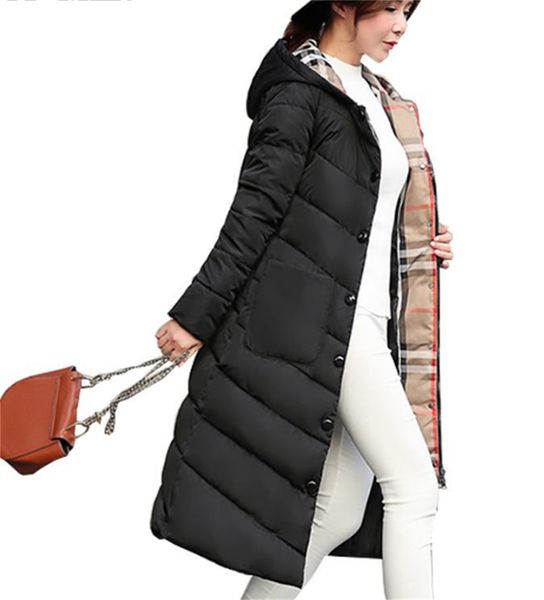 

fashion girls long parkas female women winter coat thick down cotton pockets jackets womens outwear parka short cotton-padded jacket size m-, Black