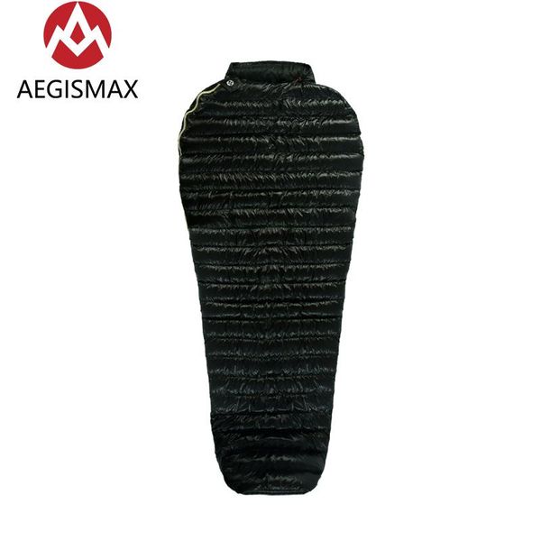 

sleeping bags aegismax mini lengthened mummy bag 95% white down outdoor camping hiking spring autumn summer season black&green