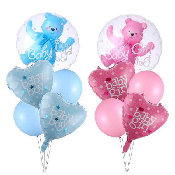 

party decoration 1set 4d transparent baby boy girl blue pink bubble balloon bear foil balloons kids birthday gender reveal shower