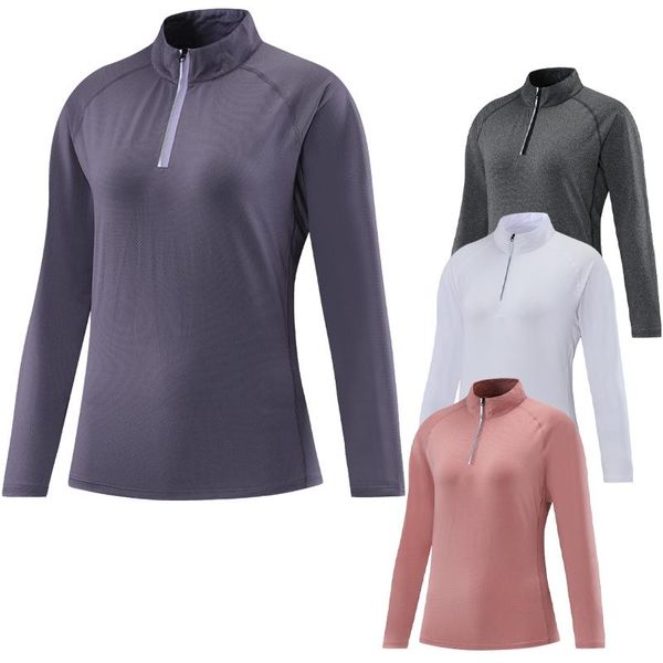 

running jerseys women sports long sleeve thin zipper pullover yoga shirts slim fit workout gym tshirts quick dry tees, Black;blue