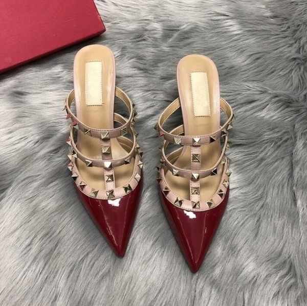 

designer pointed stiletto sandals ladies high heeled size 35-41 with box v slippers, Black