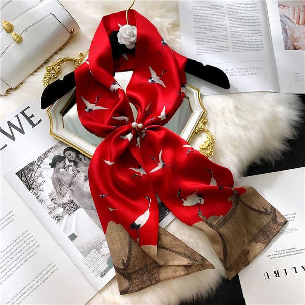 

spring japane and korean ribbon elegant floret double-layer double-sided plain crepe satin mulberry silk long scarf, Blue;gray